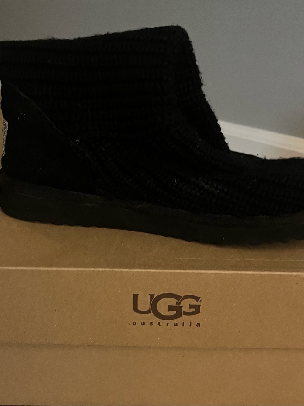 UGG Women’s Black Knit Slip-On Ankle Slipper
